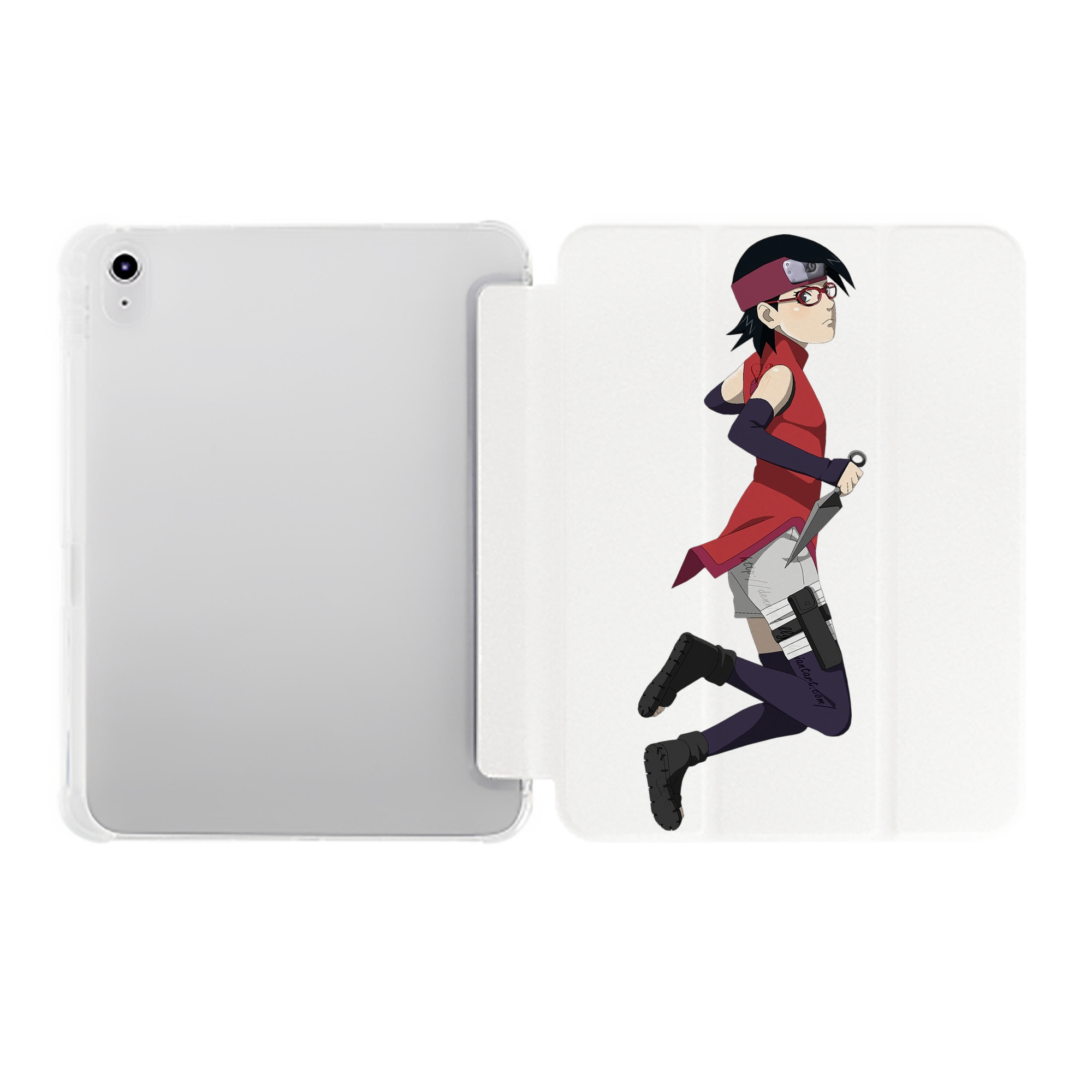 （画像用） NARUTO -ナルト- うちは サラダ Uchiha Sarada IPad ケース ペン収納付き 三つ折りスタンド PUレザー×シリコン 対応機種9.5/10.5/10.9インチ